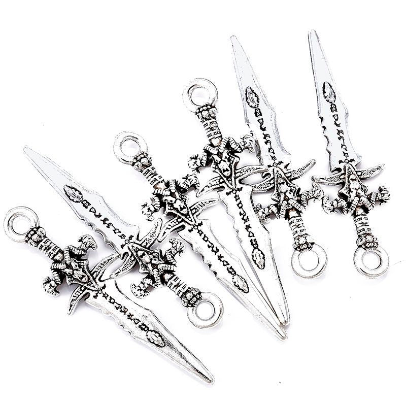 5PCS Sword Charm for Jewelry Making Findings 9x30mm