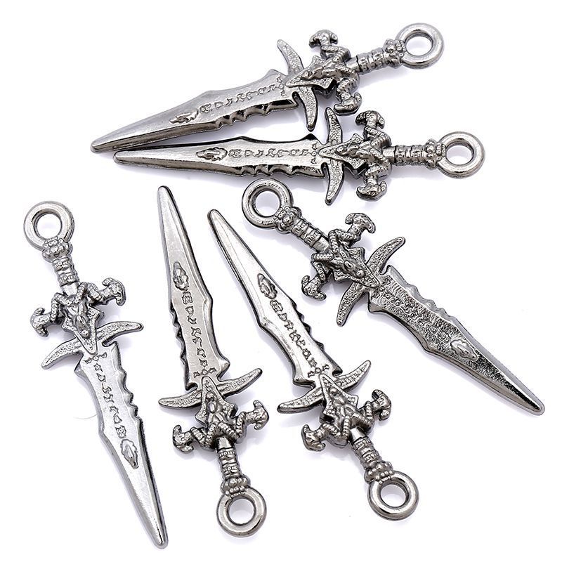 5PCS Sword Charm for Jewelry Making Findings 9x30mm