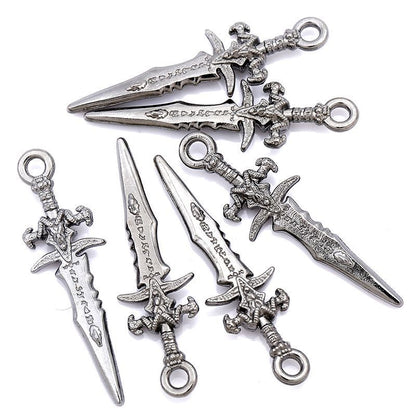 5PCS Sword Charm for Jewelry Making Findings 9x30mm