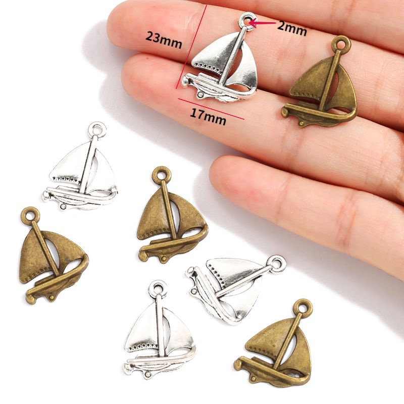 10PCS Sailboat Charm for Jewelry Making Findings 18x23mm
