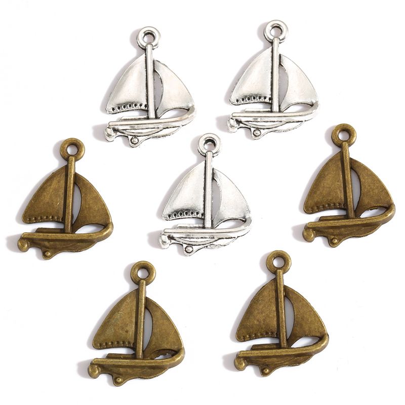 10PCS Sailboat Charm for Jewelry Making Findings 18x23mm