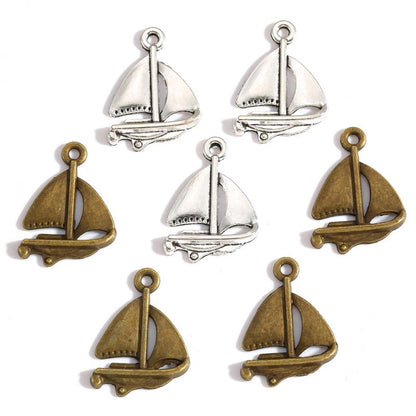 10PCS Sailboat Charm for Jewelry Making Findings 18x23mm