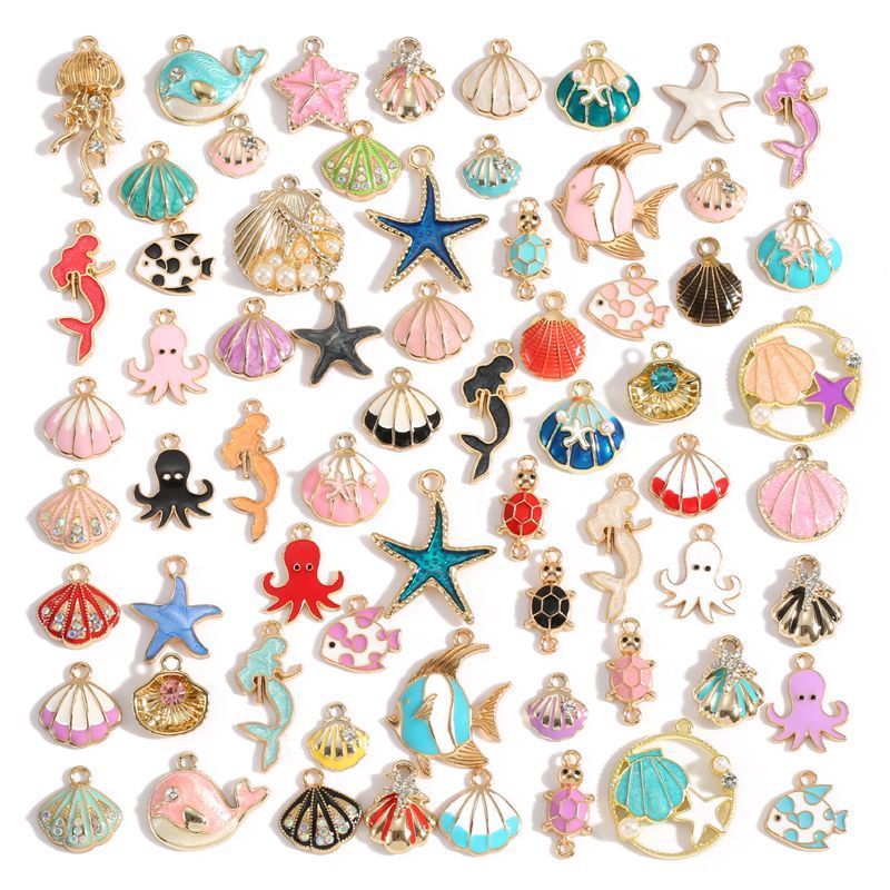 5PCS Colorful Sea Life Charms For Jewelry Making Findings