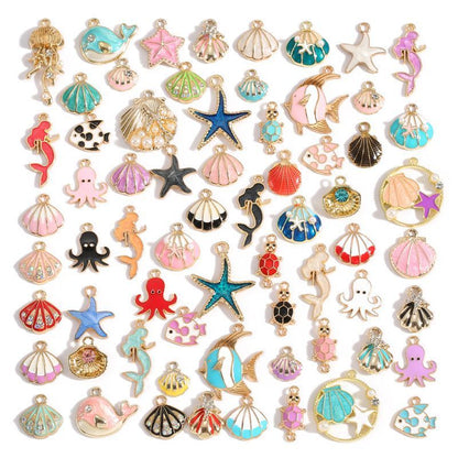 5PCS Colorful Sea Life Charms For Jewelry Making Findings