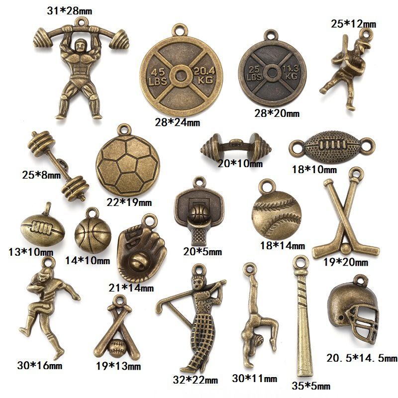 10PCS Different Sports Pewter Charm for Jewelry Making Findings