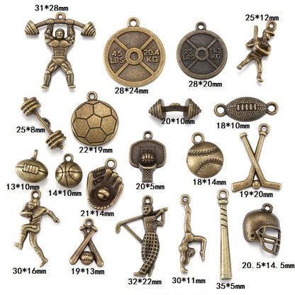 10PCS Different Sports Pewter Charm for Jewelry Making Findings