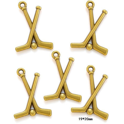 10PCS Different Sports Pewter Charm for Jewelry Making Findings