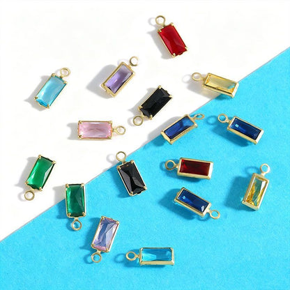 5PCS Rectangle Colorful CZ Charm for Jewelry Making Findings 4x9mm