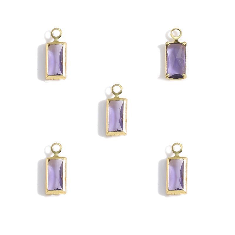 5PCS Rectangle Colorful CZ Charm for Jewelry Making Findings 4x9mm
