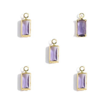 5PCS Rectangle Colorful CZ Charm for Jewelry Making Findings 4x9mm