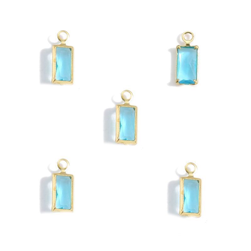 5PCS Rectangle Colorful CZ Charm for Jewelry Making Findings 4x9mm
