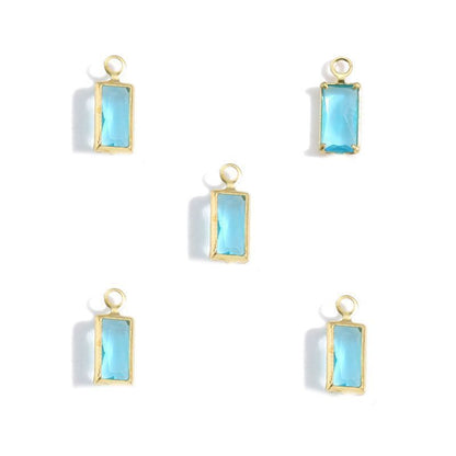 5PCS Rectangle Colorful CZ Charm for Jewelry Making Findings 4x9mm