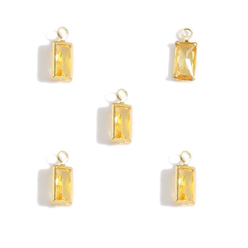 5PCS Rectangle Colorful CZ Charm for Jewelry Making Findings 4x9mm