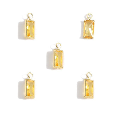 5PCS Rectangle Colorful CZ Charm for Jewelry Making Findings 4x9mm