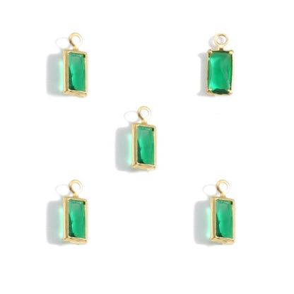 5PCS Rectangle Colorful CZ Charm for Jewelry Making Findings 4x9mm