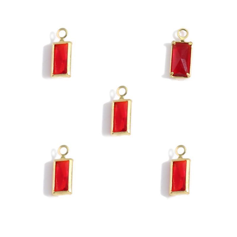 5PCS Rectangle Colorful CZ Charm for Jewelry Making Findings 4x9mm