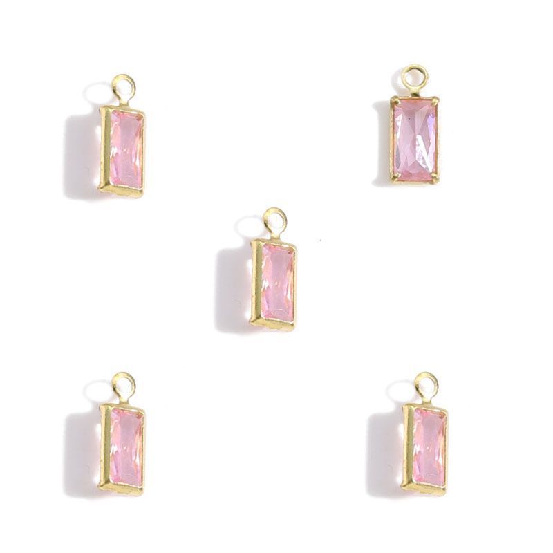 5PCS Rectangle Colorful CZ Charm for Jewelry Making Findings 4x9mm