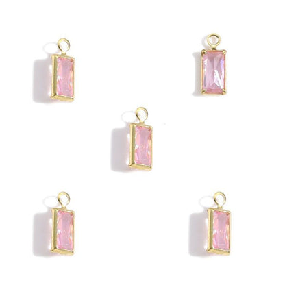 5PCS Rectangle Colorful CZ Charm for Jewelry Making Findings 4x9mm