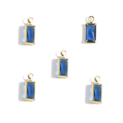 5PCS Rectangle Colorful CZ Charm for Jewelry Making Findings 4x9mm