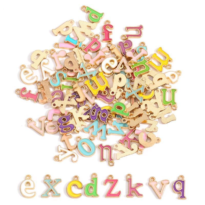 Colorful Dance Alphabet Charm for Jewelry Making Findings 9x12.5mm