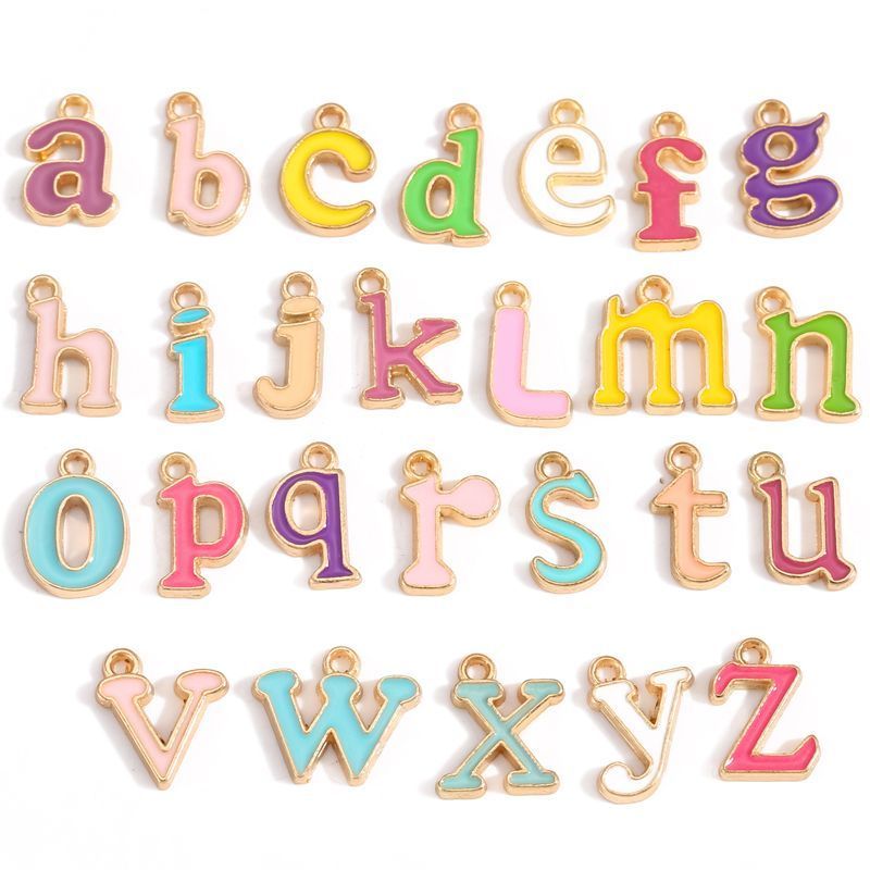 Colorful Dance Alphabet Charm for Jewelry Making Findings 9x12.5mm