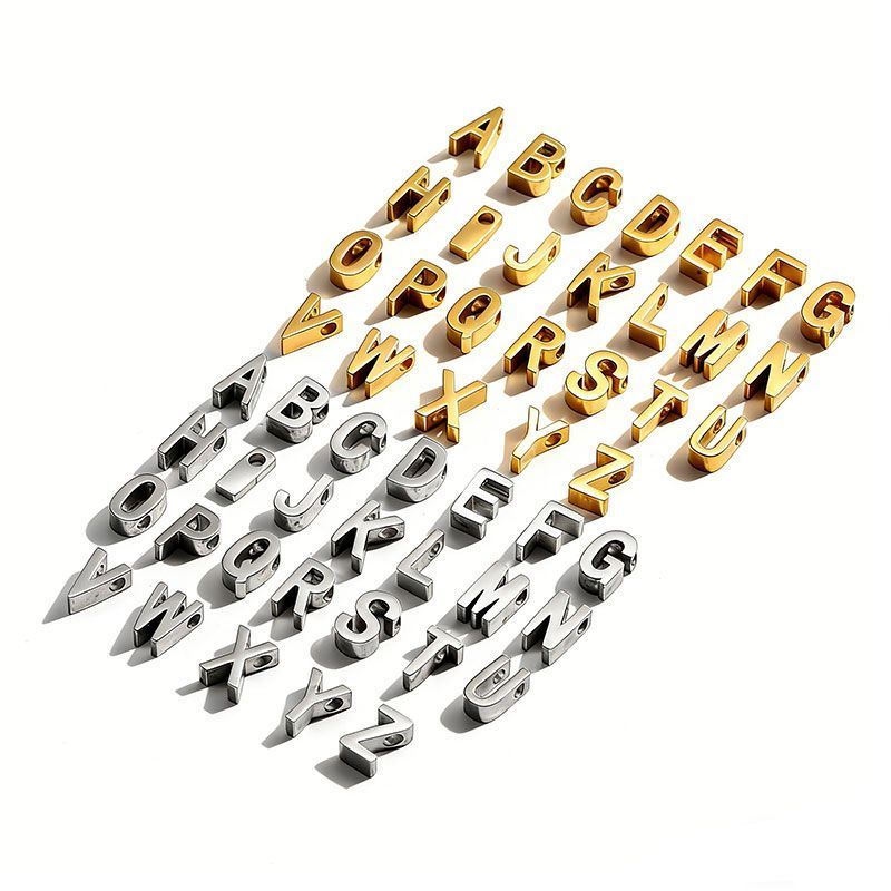 3D Alphabet Stainless Steel Charm for Jewelry Making Findings 5x8mm-2mm hole