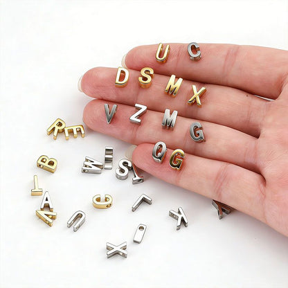 3D Alphabet Stainless Steel Charm for Jewelry Making Findings 5x8mm-2mm hole