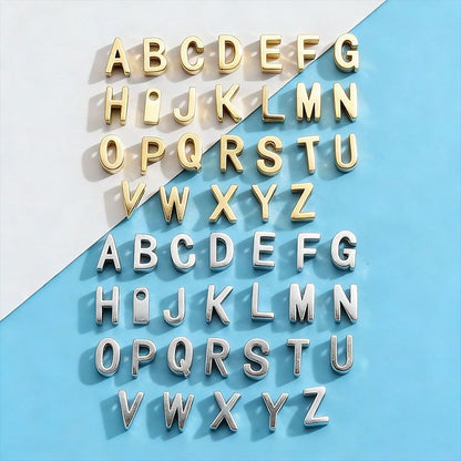 3D Alphabet Stainless Steel Charm for Jewelry Making Findings 5x8mm-2mm hole