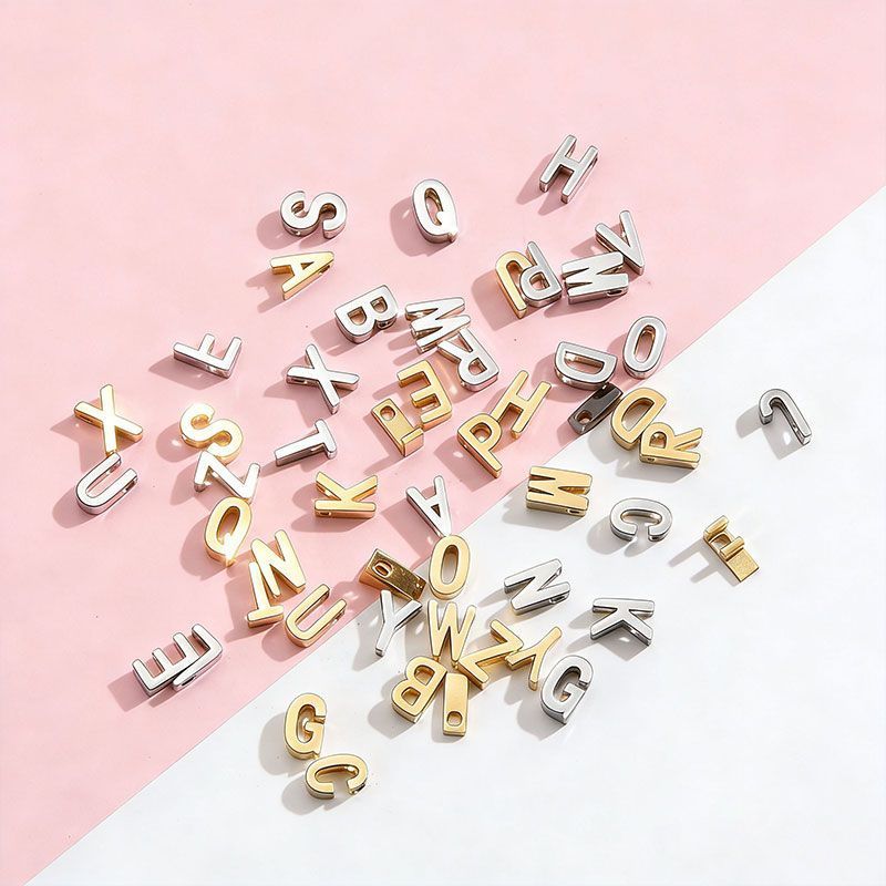 3D Alphabet Stainless Steel Charm for Jewelry Making Findings 5x8mm-2mm hole