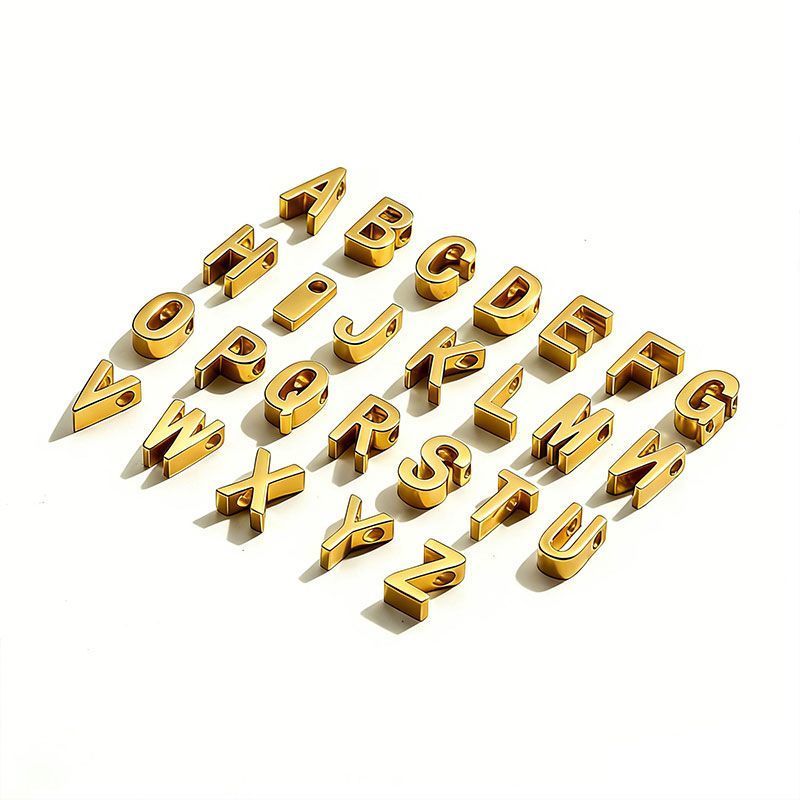 3D Alphabet Stainless Steel Charm for Jewelry Making Findings 5x8mm-2mm hole