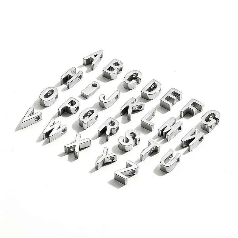 3D Alphabet Stainless Steel Charm for Jewelry Making Findings 5x8mm-2mm hole