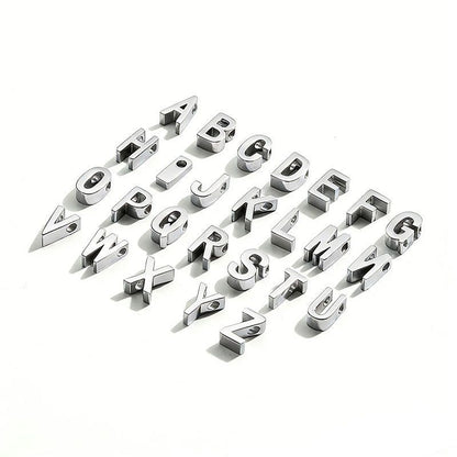 3D Alphabet Stainless Steel Charm for Jewelry Making Findings 5x8mm-2mm hole