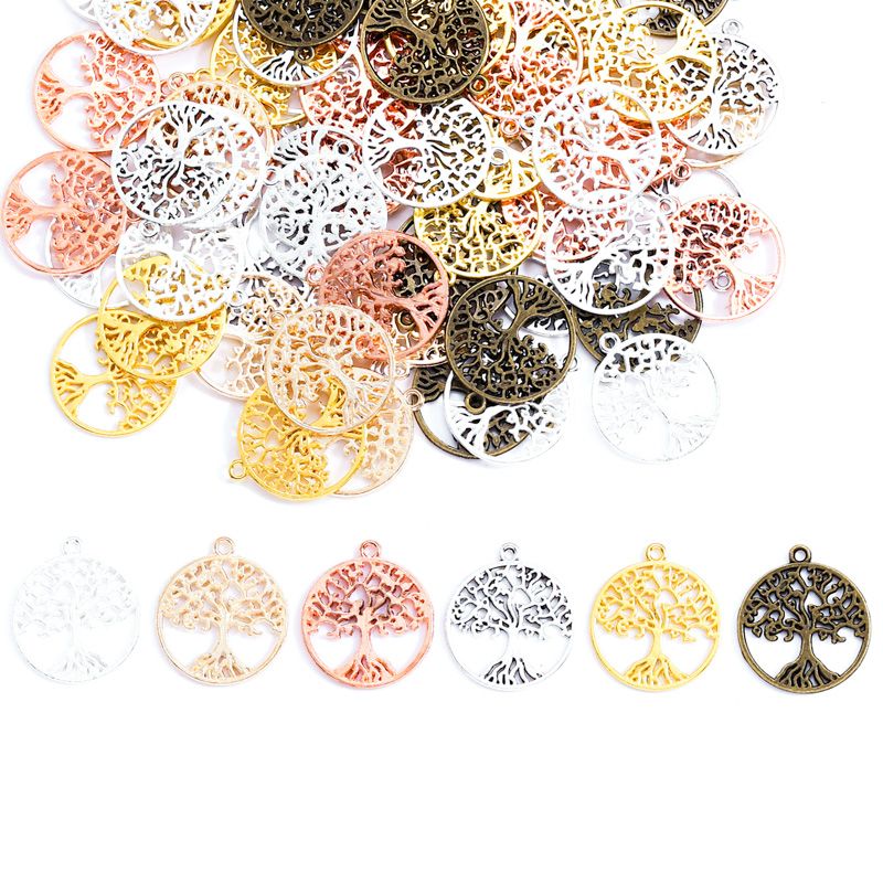 8PCS Round Life Tree Charm for Jewelry Making Findings 25x28mm