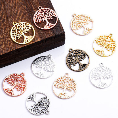 8PCS Round Life Tree Charm for Jewelry Making Findings 25x28mm