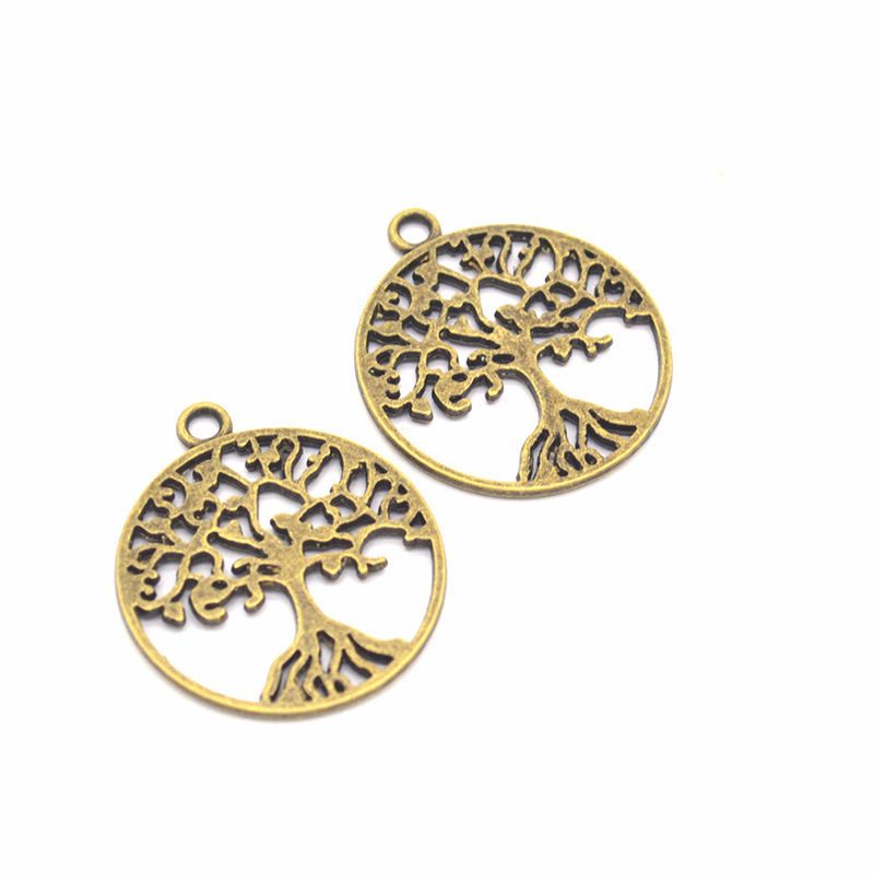 8PCS Round Life Tree Charm for Jewelry Making Findings 25x28mm
