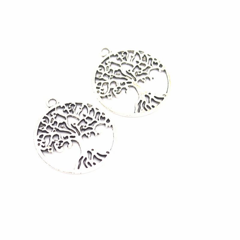 8PCS Round Life Tree Charm for Jewelry Making Findings 25x28mm