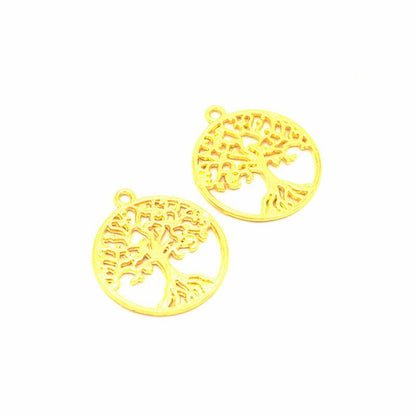 8PCS Round Life Tree Charm for Jewelry Making Findings 25x28mm