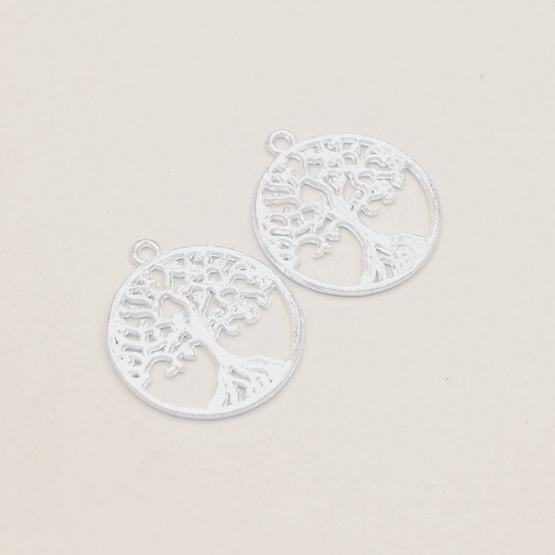 8PCS Round Life Tree Charm for Jewelry Making Findings 25x28mm