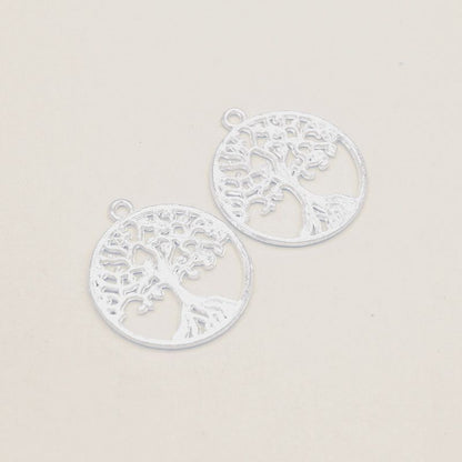 8PCS Round Life Tree Charm for Jewelry Making Findings 25x28mm