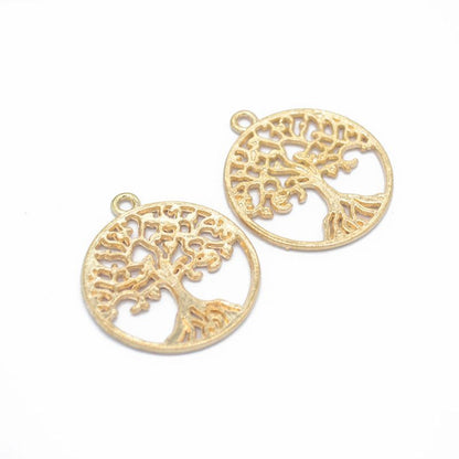 8PCS Round Life Tree Charm for Jewelry Making Findings 25x28mm