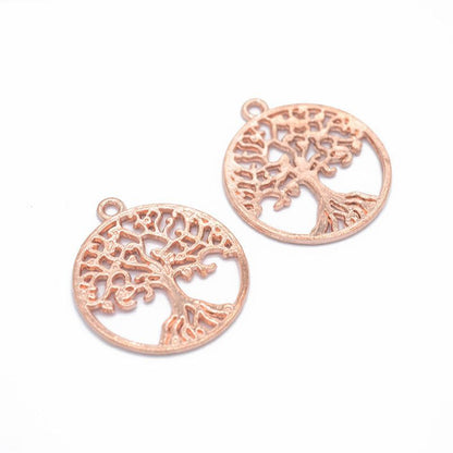 8PCS Round Life Tree Charm for Jewelry Making Findings 25x28mm