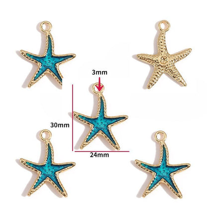 5PCS Colorful Sea Life Charms For Jewelry Making Findings