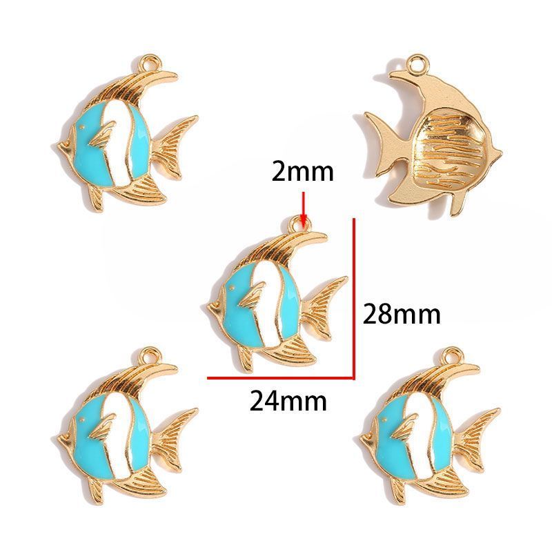 5PCS Colorful Sea Life Charms For Jewelry Making Findings