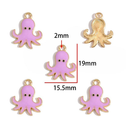 5PCS Colorful Sea Life Charms For Jewelry Making Findings