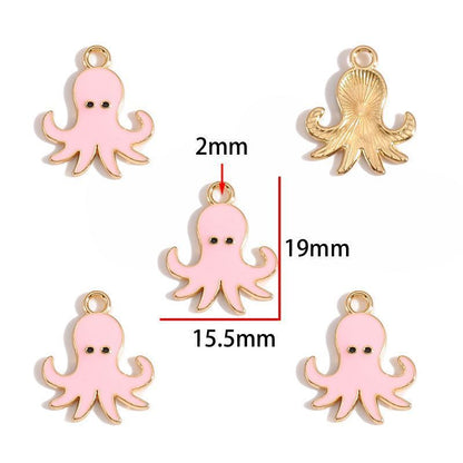 5PCS Colorful Sea Life Charms For Jewelry Making Findings