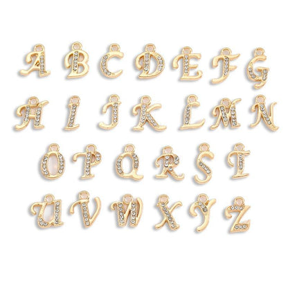 CZ Gold Color Alphabet Charm for Jewelry Making Findings 1 Set Collection