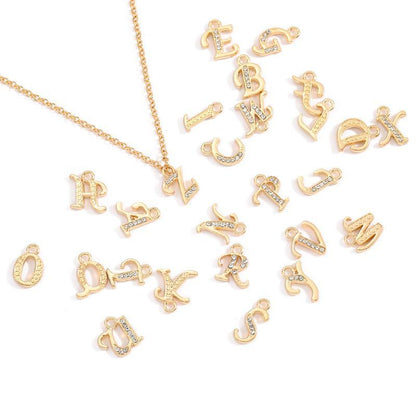 CZ Gold Color Alphabet Charm for Jewelry Making Findings 1 Set Collection