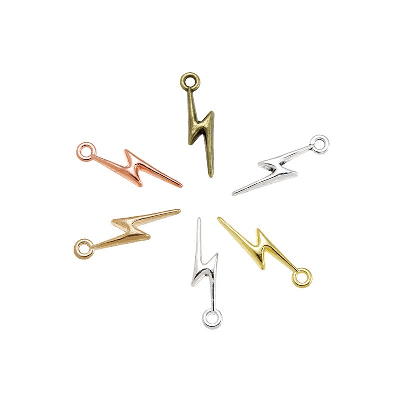 40PCS Pewter Lighting Charm for Jewelry Making Findings 5x20mm