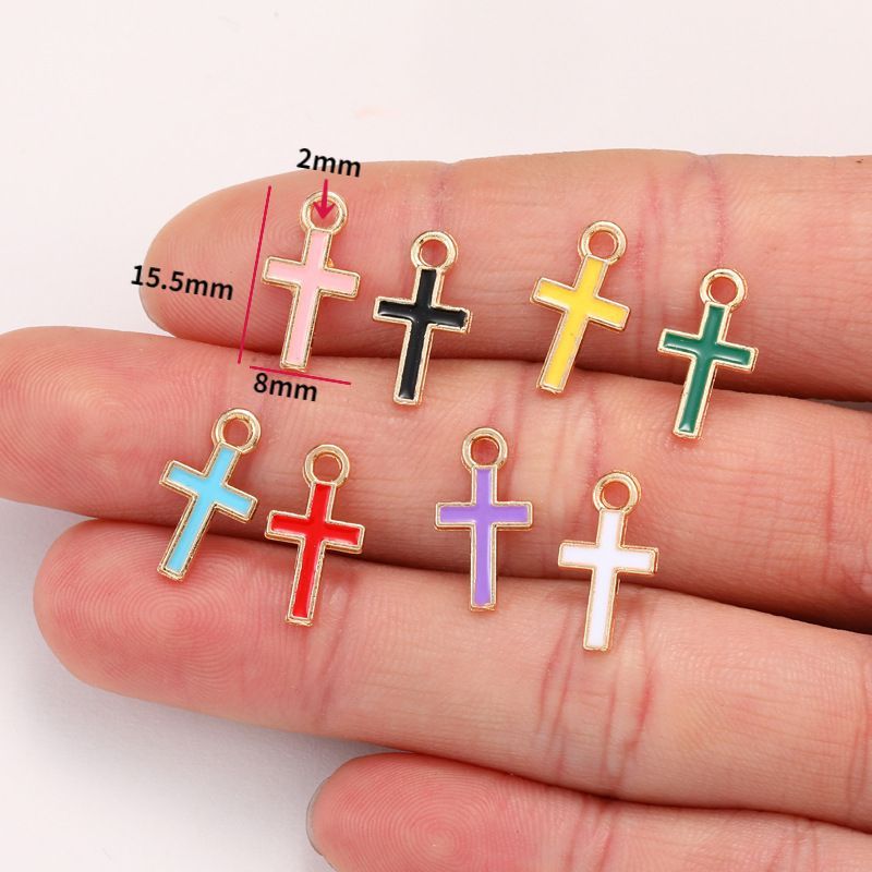 20PCS Colorful Cross Charm for Jewelry Making Findings 8x15mm