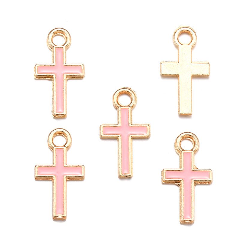 20PCS Colorful Cross Charm for Jewelry Making Findings 8x15mm
